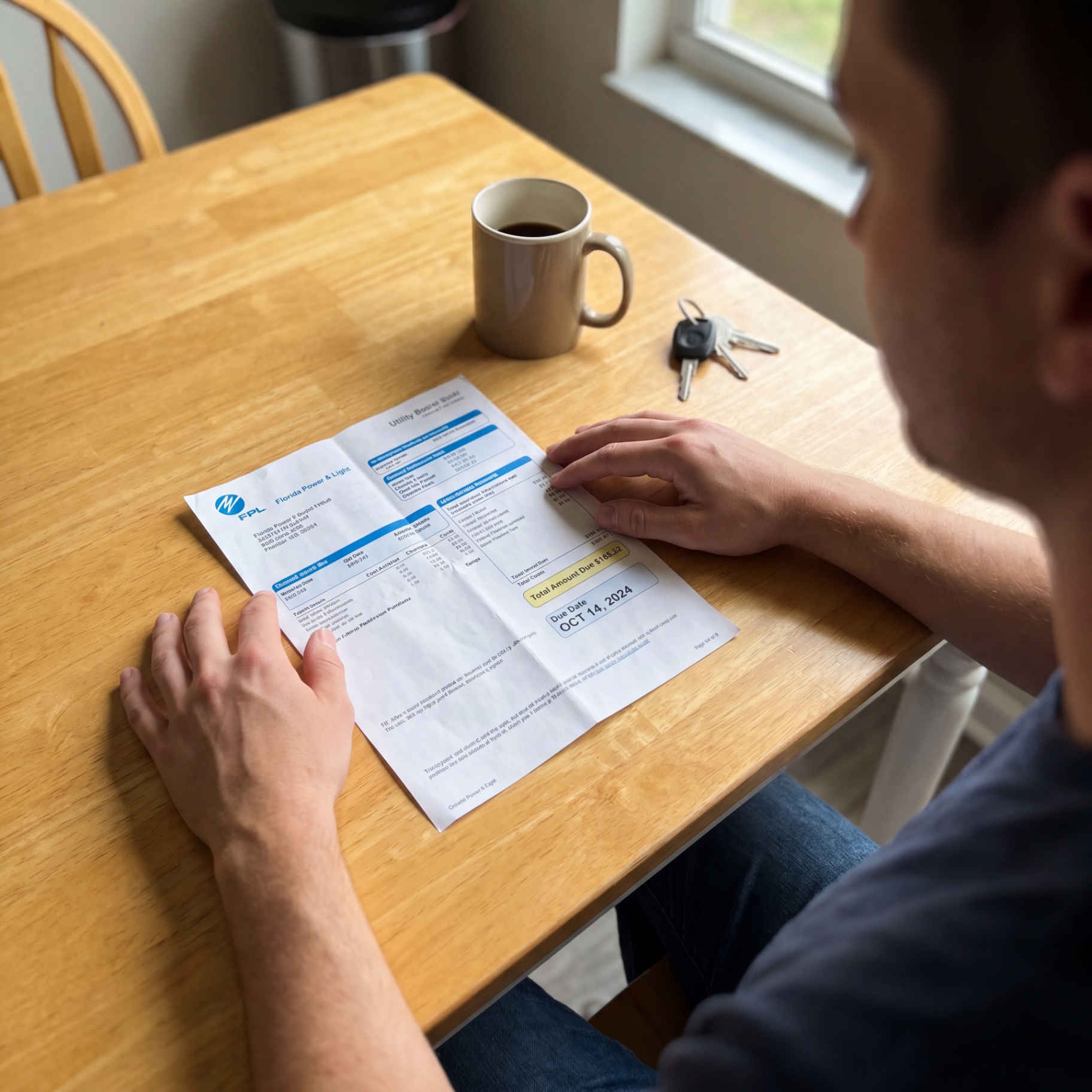 Homeowner holding electric utility bill